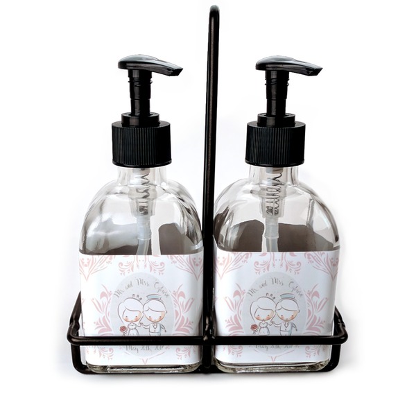Custom Wedding People Glass Soap & Lotion Bottle Set (Personalized)