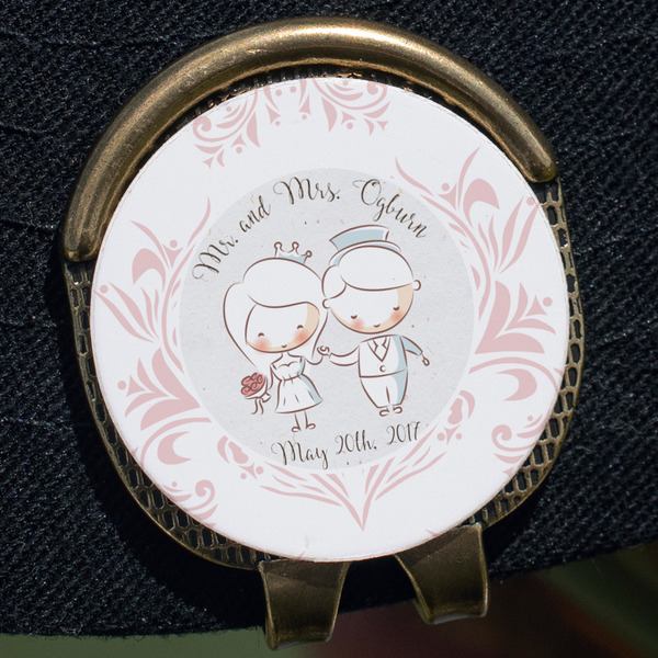 Wedding People Golf Ball Marker Hat Clip - Gold - Close Up