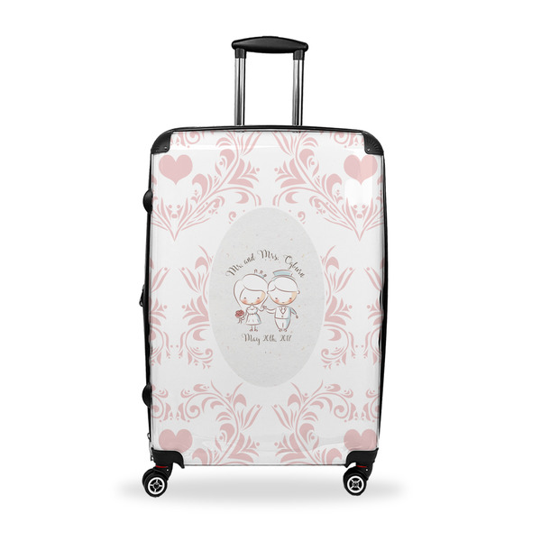 Custom Wedding People Suitcase - 28" Large - Checked w/ Couple's Names