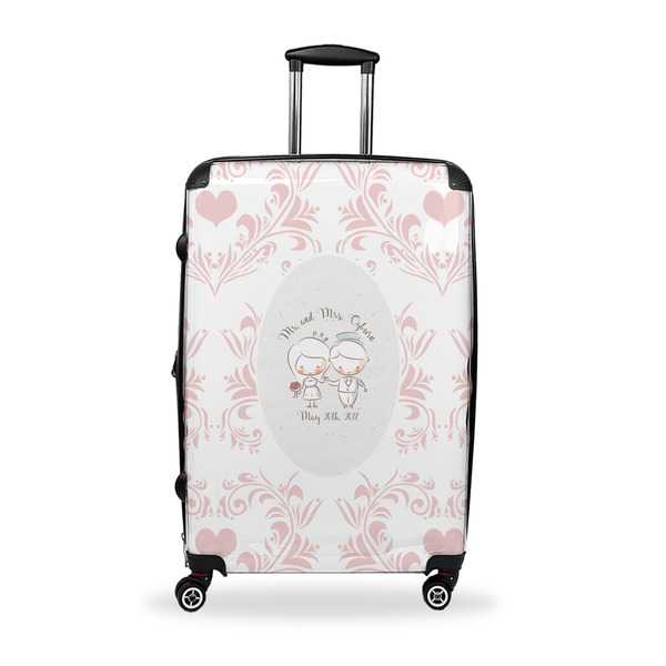 Custom Wedding People Suitcase - 28" Large - Checked w/ Couple's Names