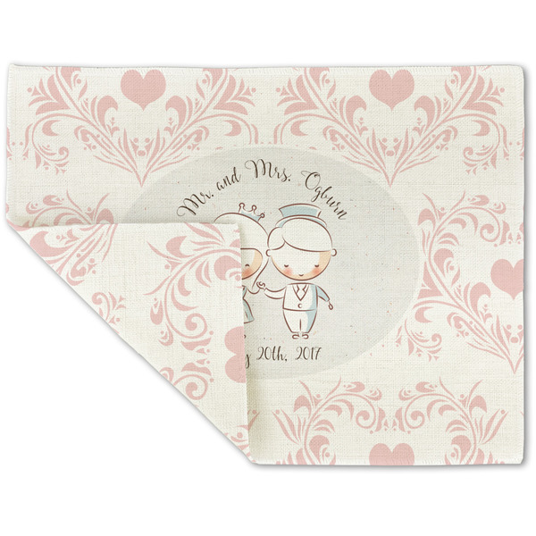 Custom Wedding People Double-Sided Linen Placemat - Single w/ Couple's Names