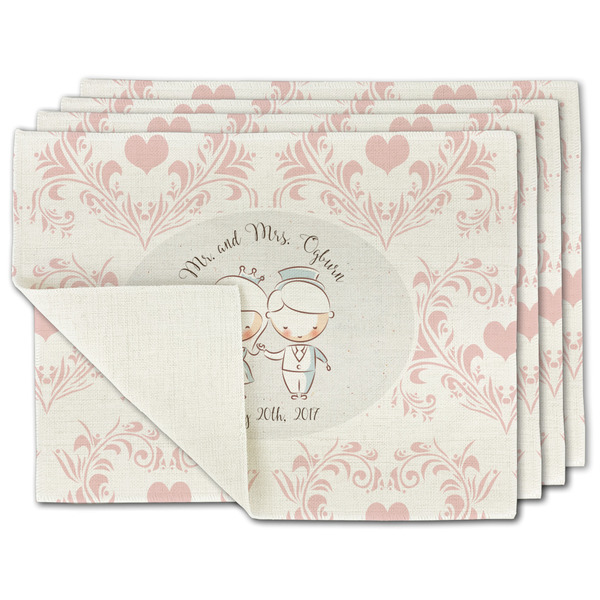 Custom Wedding People Single-Sided Linen Placemat - Set of 4 w/ Couple's Names
