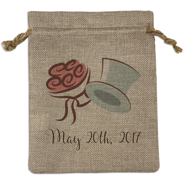 Custom Wedding People Medium Burlap Gift Bag - Front (Personalized)