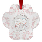 Wedding People Metal Paw Ornament - Double Sided w/ Couple's Names