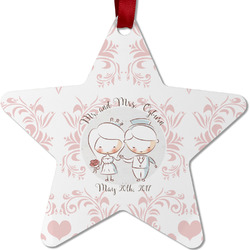 Wedding People Metal Star Ornament - Double Sided w/ Couple's Names