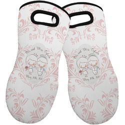 Wedding People Neoprene Oven Mitts - Set of 2 w/ Couple's Names
