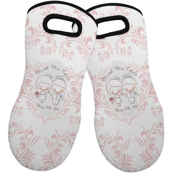 Custom Wedding People Neoprene Oven Mitts - Set of 2 w/ Couple's Names