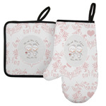 Wedding People Left Oven Mitt & Pot Holder Set w/ Couple's Names