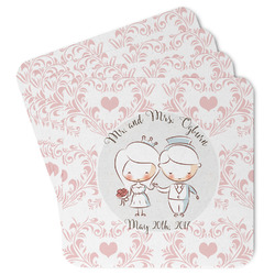 Wedding People Paper Coasters w/ Couple's Names
