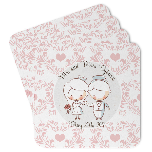 Custom Wedding People Paper Coasters w/ Couple's Names