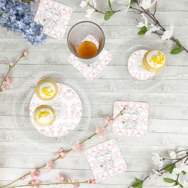 Wedding People Paper Coasters - In Context