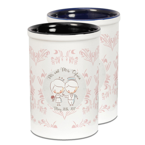 Custom Wedding People Ceramic Pencil Holder - Large