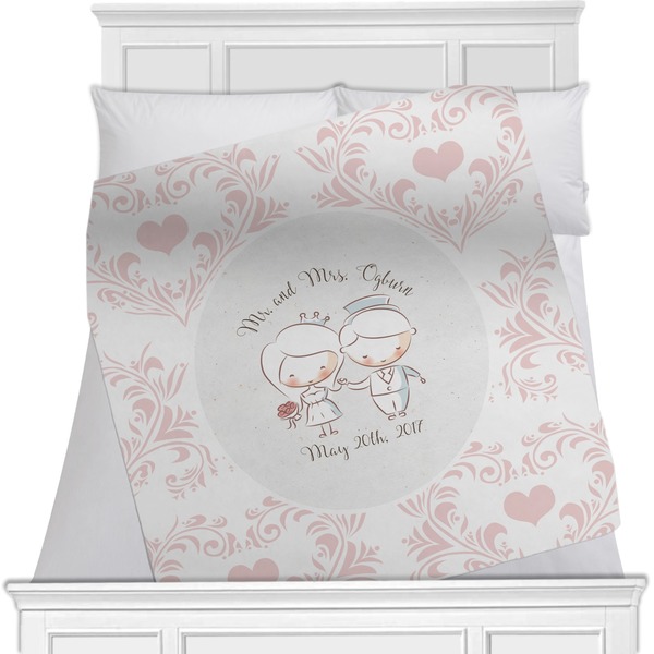 Custom Wedding People Minky Blanket - Toddler / Throw - 60"x50" - Single Sided (Personalized)
