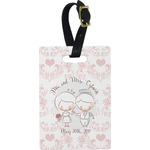 Wedding People Plastic Luggage Tag - Rectangular w/ Couple's Names