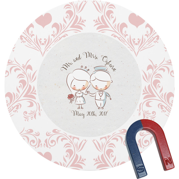 Custom Wedding People Round Fridge Magnet (Personalized)