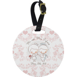 Wedding People Plastic Luggage Tag - Round (Personalized)