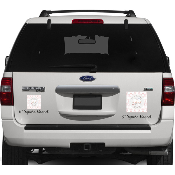 Wedding People Personalized Square Car Magnets on Ford Explorer