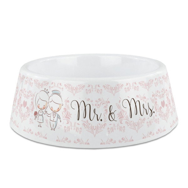 Custom Wedding People Plastic Dog Bowl - Medium (Personalized)