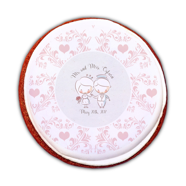Wedding People Printed Icing Circle - Medium - On Cookie