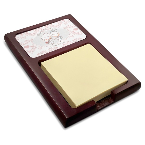 Custom Wedding People Red Mahogany Sticky Note Holder (Personalized)