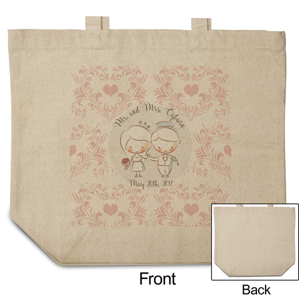 Wedding People Reusable Cotton Grocery Bag - Front & Back View