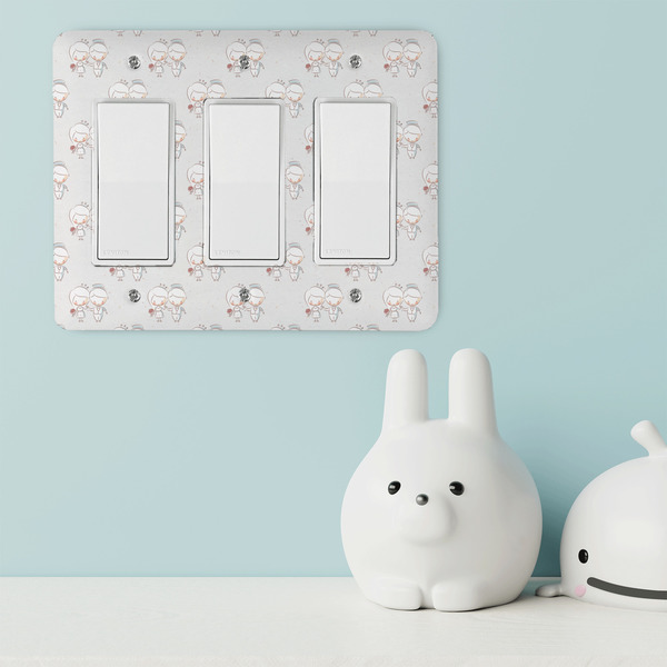 Wedding People Rocker Light Switch Covers - Triple - IN CONTEXT