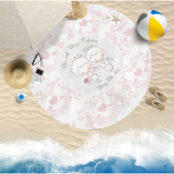 Wedding People Round Beach Towel Lifestyle