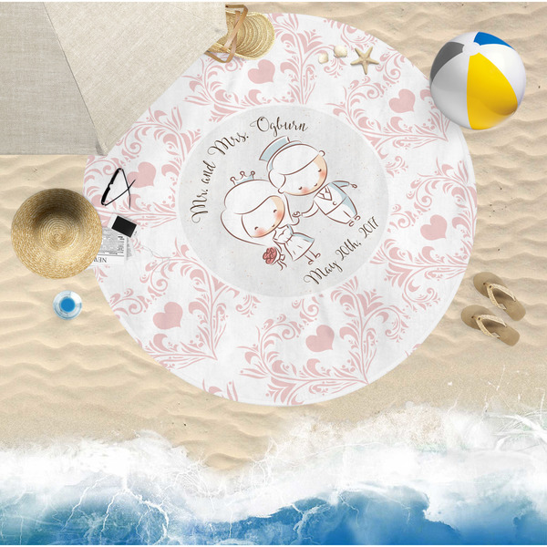 Wedding People Round Beach Towel Lifestyle