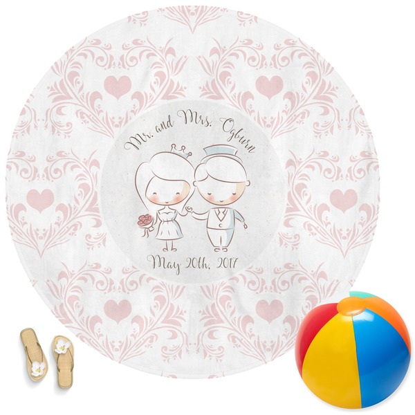 Custom Wedding People Round Beach Towel (Personalized)