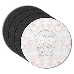 Wedding People Round Rubber Backed Coasters - Set of 4 (Personalized)