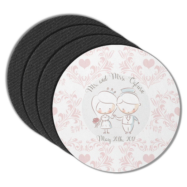 Custom Wedding People Round Rubber Backed Coasters - Set of 4 (Personalized)