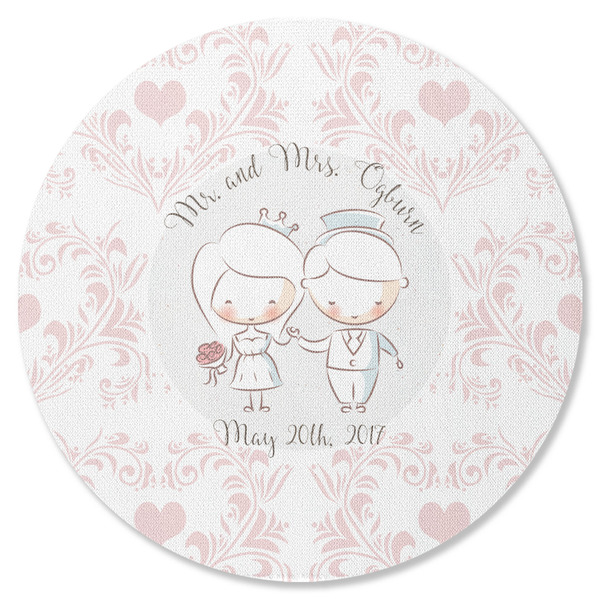 Custom Wedding People Round Rubber Backed Coaster (Personalized)