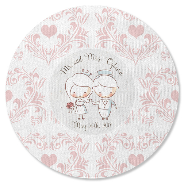 Custom Wedding People Round Rubber Backed Coaster (Personalized)
