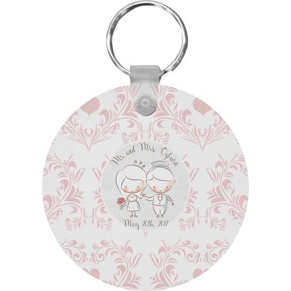 Custom Wedding People Round Plastic Keychain (Personalized)