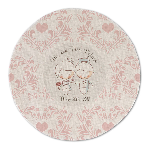 Custom Wedding People Round Linen Placemat - Single Sided (Personalized)