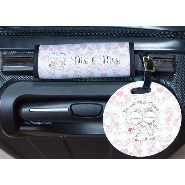Wedding People Round Luggage Tag & Handle Wrap - In Context