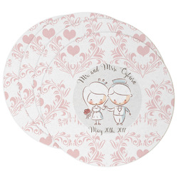 Wedding People Round Paper Coasters w/ Couple's Names