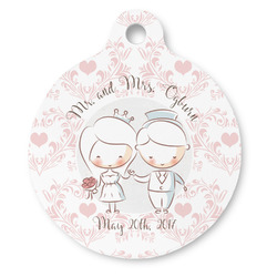 Wedding People Round Pet ID Tag - Large (Personalized)