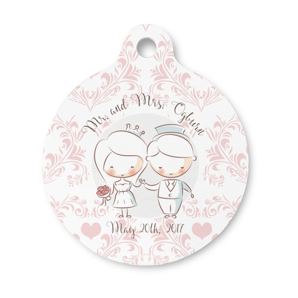 Custom Wedding People Round Pet ID Tag - Small (Personalized)