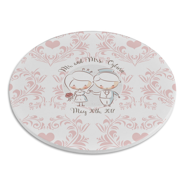 Wedding People Round Stone Trivet - Angle View
