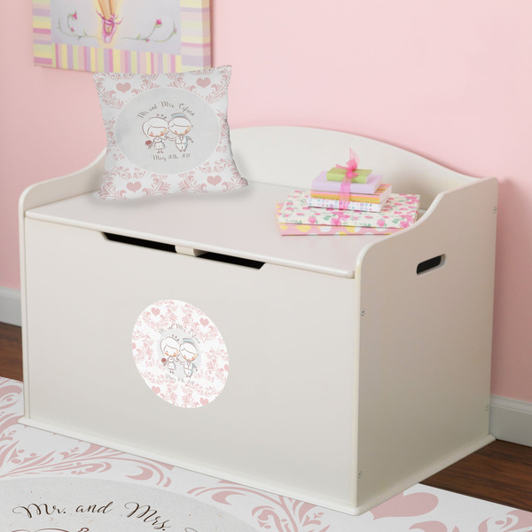 Wedding People Round Wall Decal on Toy Chest