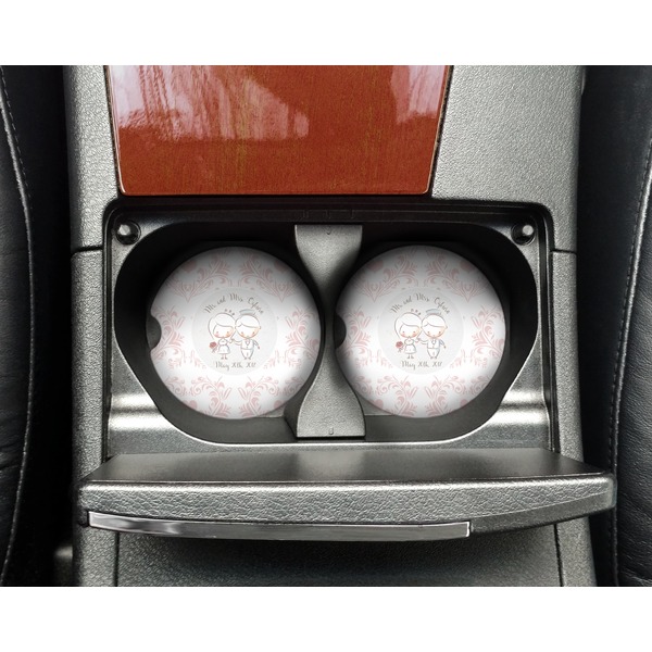 Wedding People Sandstone Car Coaster - In Cup Holder