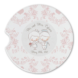 Wedding People Sandstone Car Coaster - Single (Personalized)