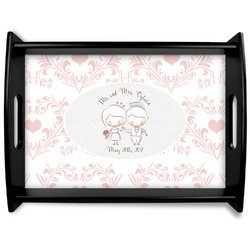 Wedding People Black Wooden Tray - Large (Personalized)