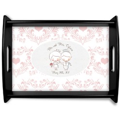 Wedding People Black Wooden Tray - Large (Personalized)