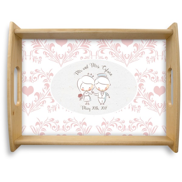 Custom Wedding People Natural Wooden Tray - Large (Personalized)
