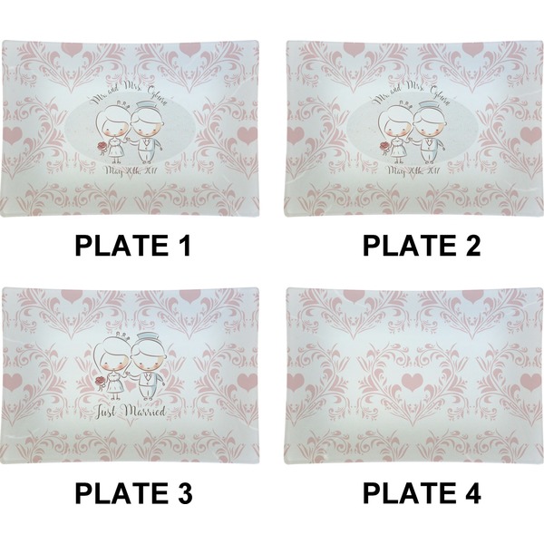 Wedding People Set of Rectangular Appetizer / Dessert Plates (Approval)