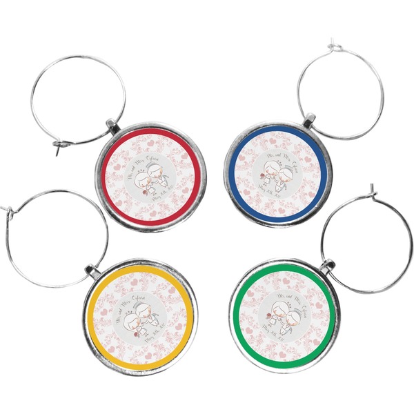 Custom Wedding People Wine Charms (Set of 4) (Personalized)