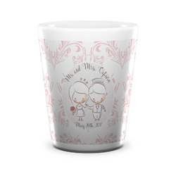 Wedding People Ceramic Shot Glass - 1.5 oz - White - Set of 4 (Personalized)