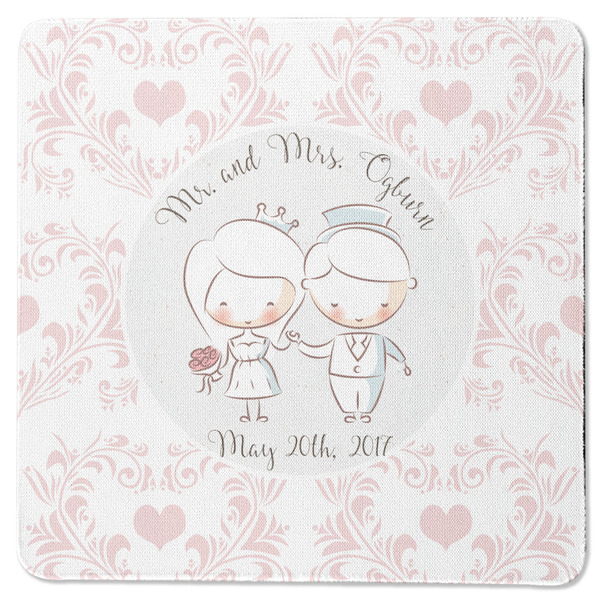 Custom Wedding People Square Rubber Backed Coaster (Personalized)